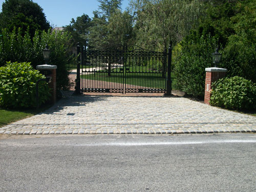 cobblestone driveway apron mason contractor hamptons long island
